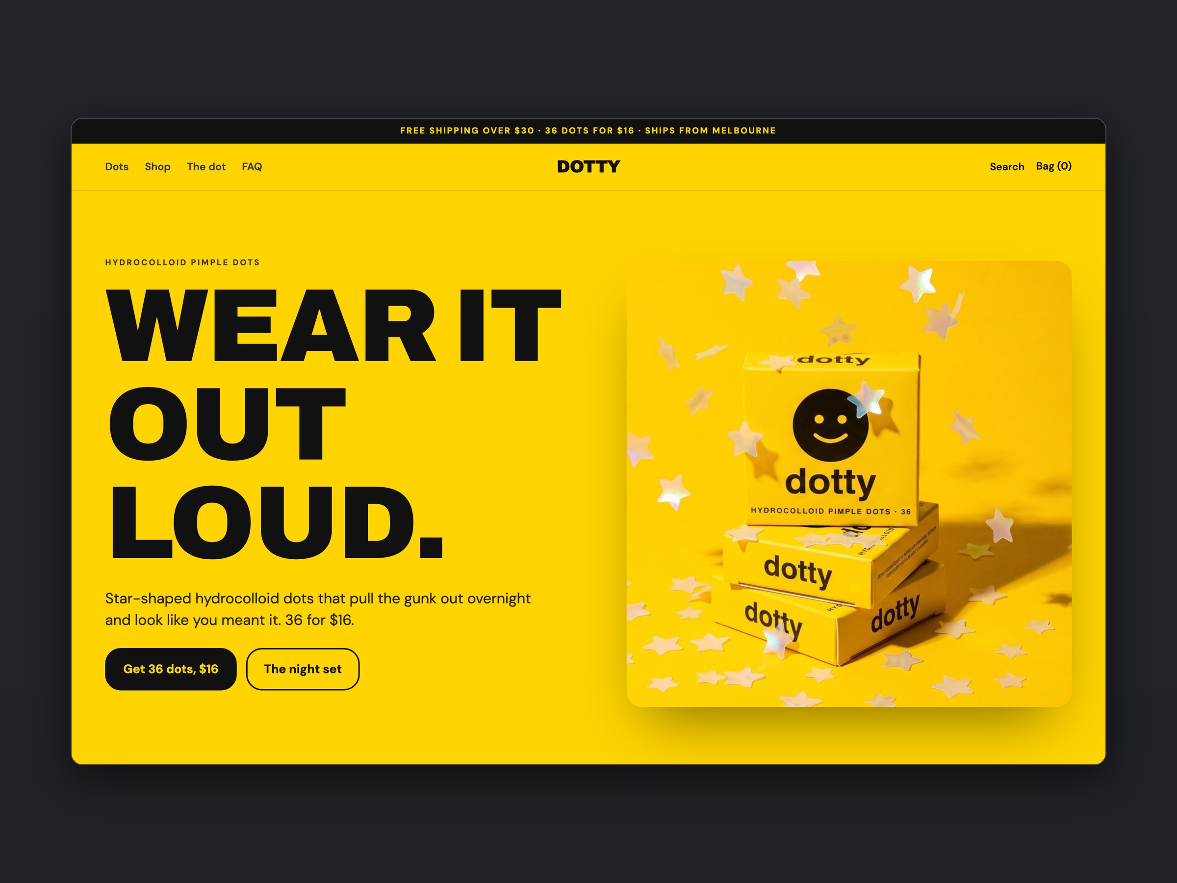 dotty store, homepage