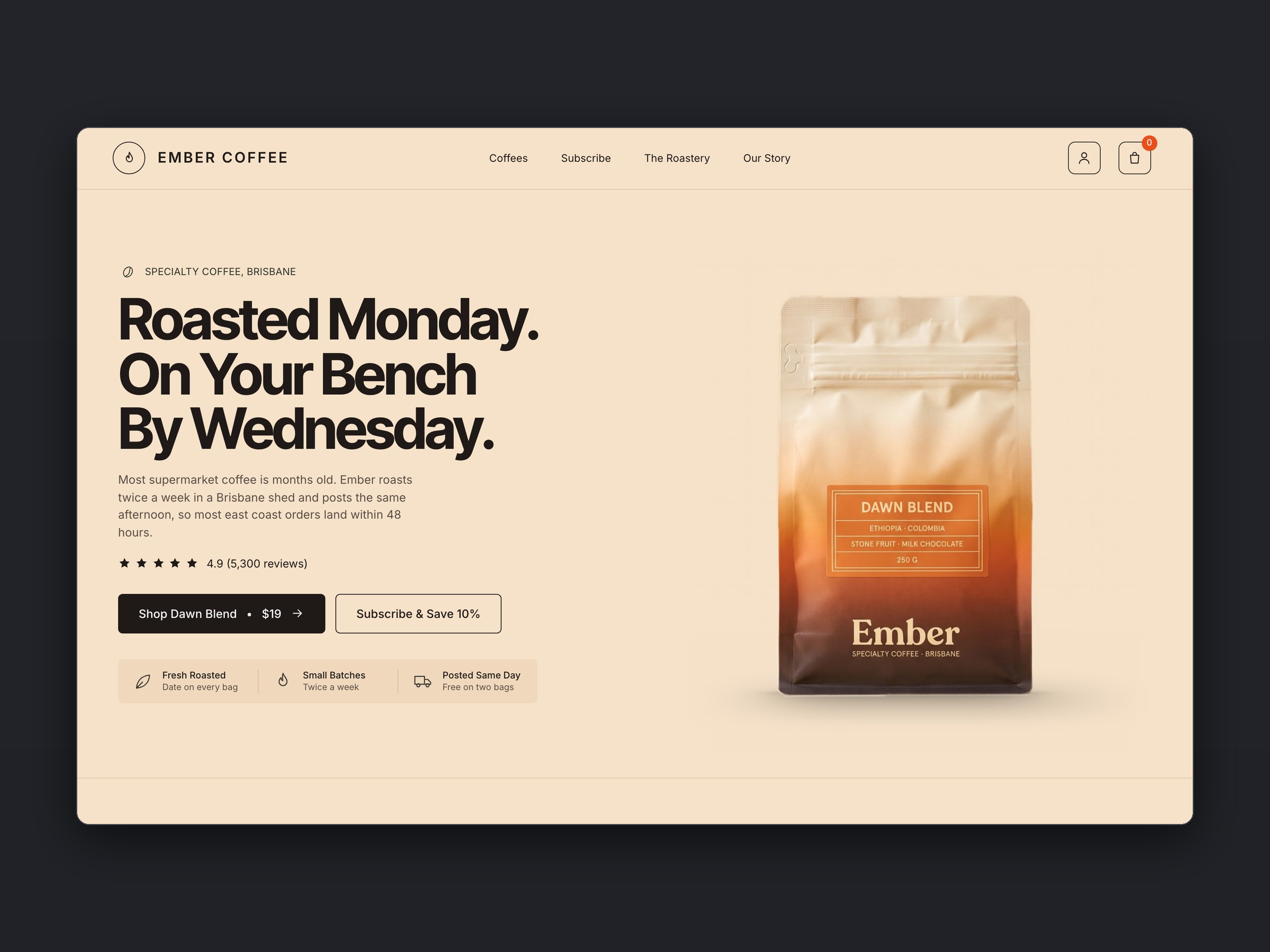 Ember store, homepage
