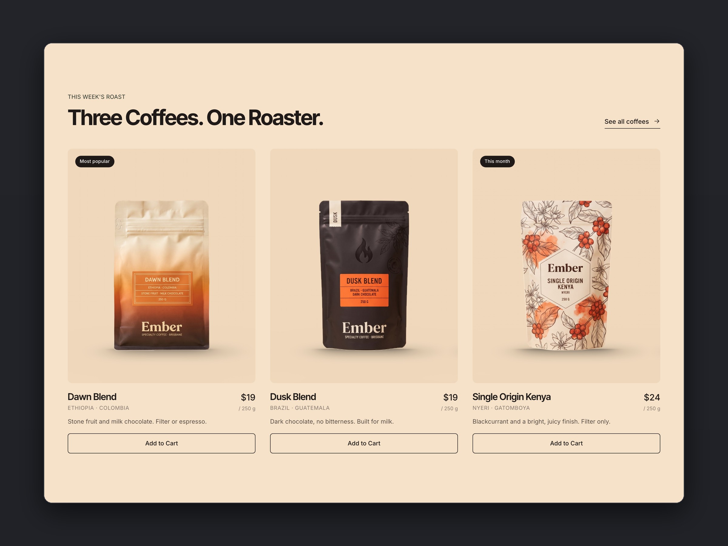 Ember store, a section