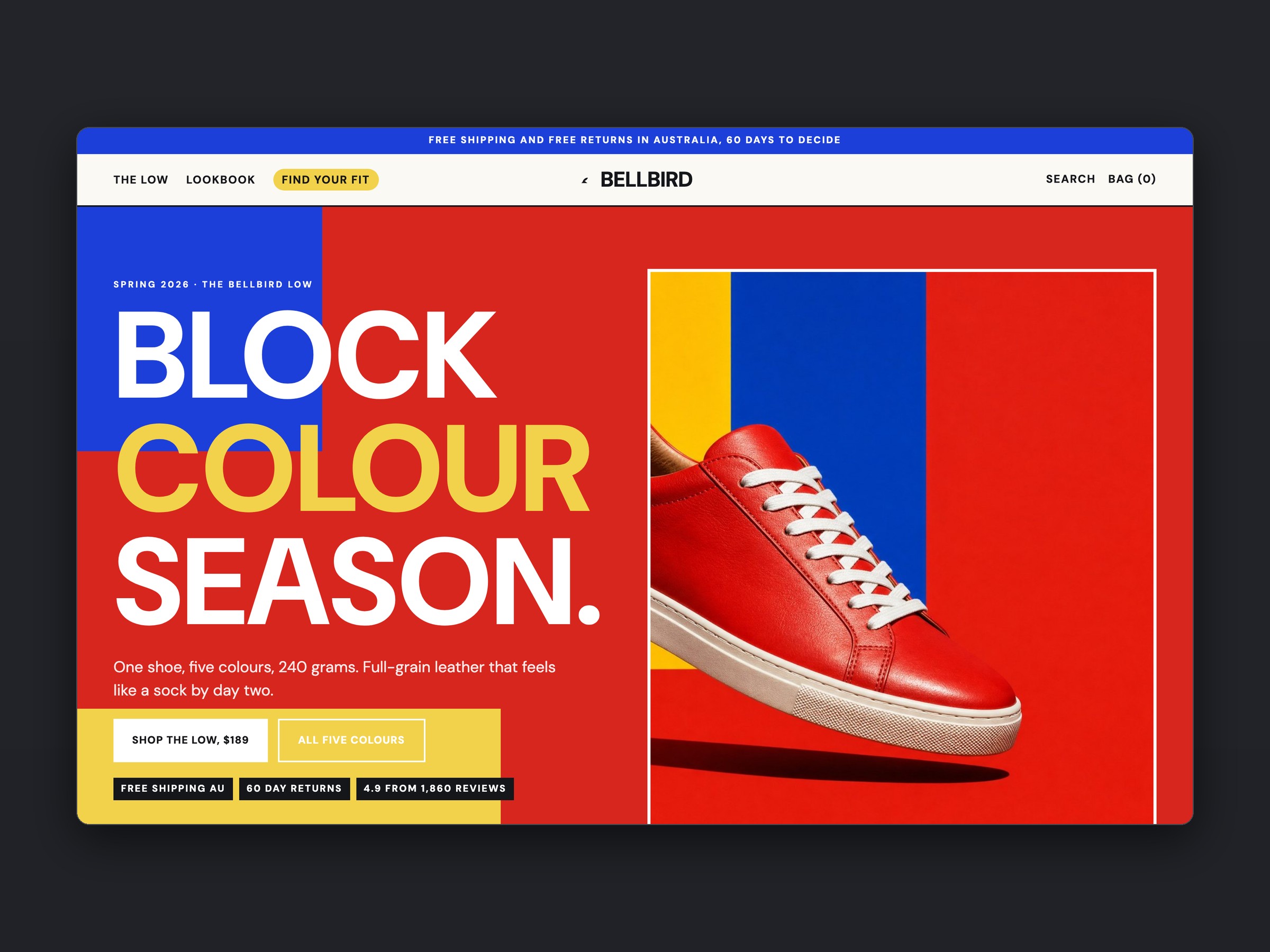 Bellbird store, homepage