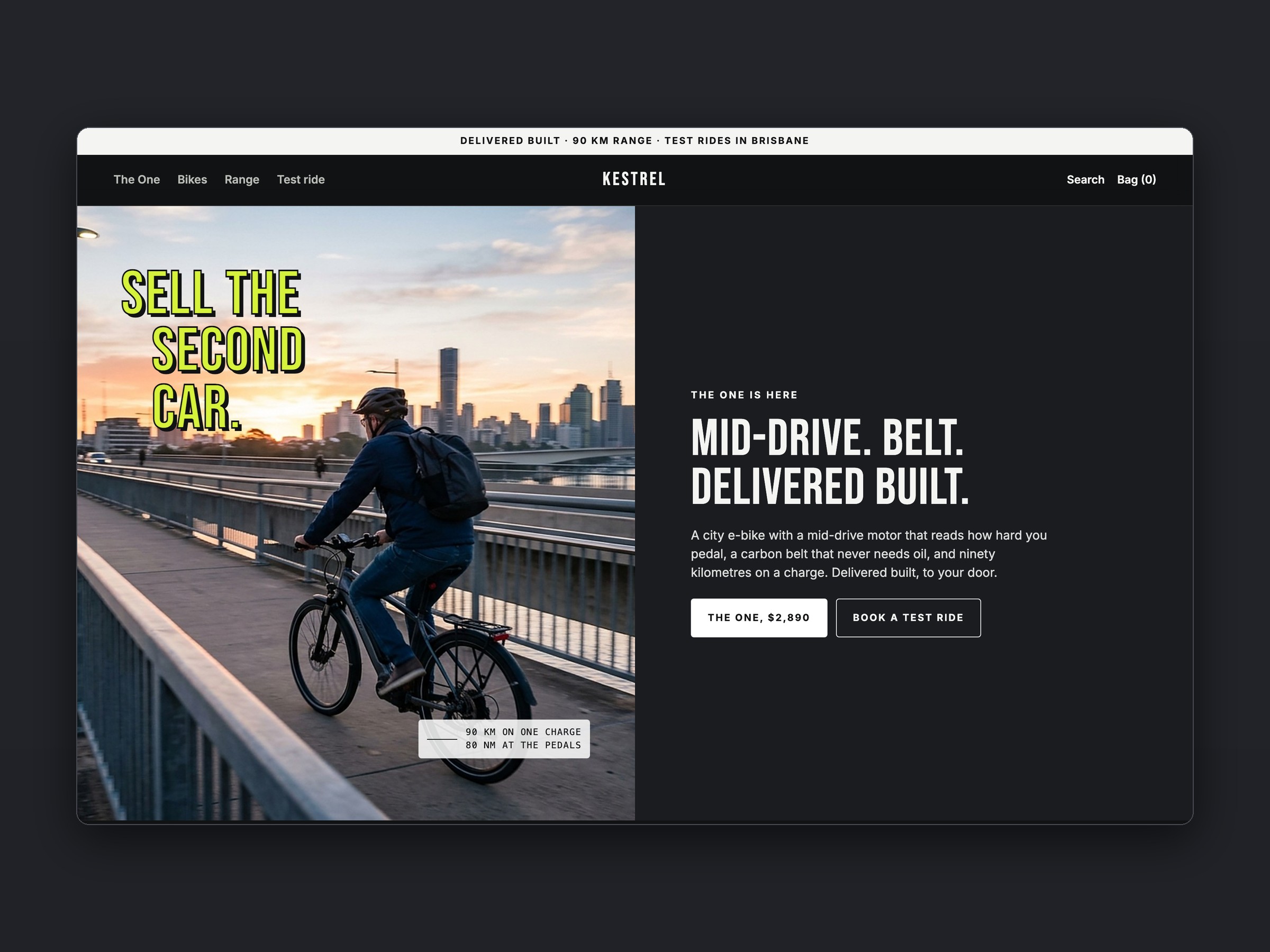 Kestrel store, homepage