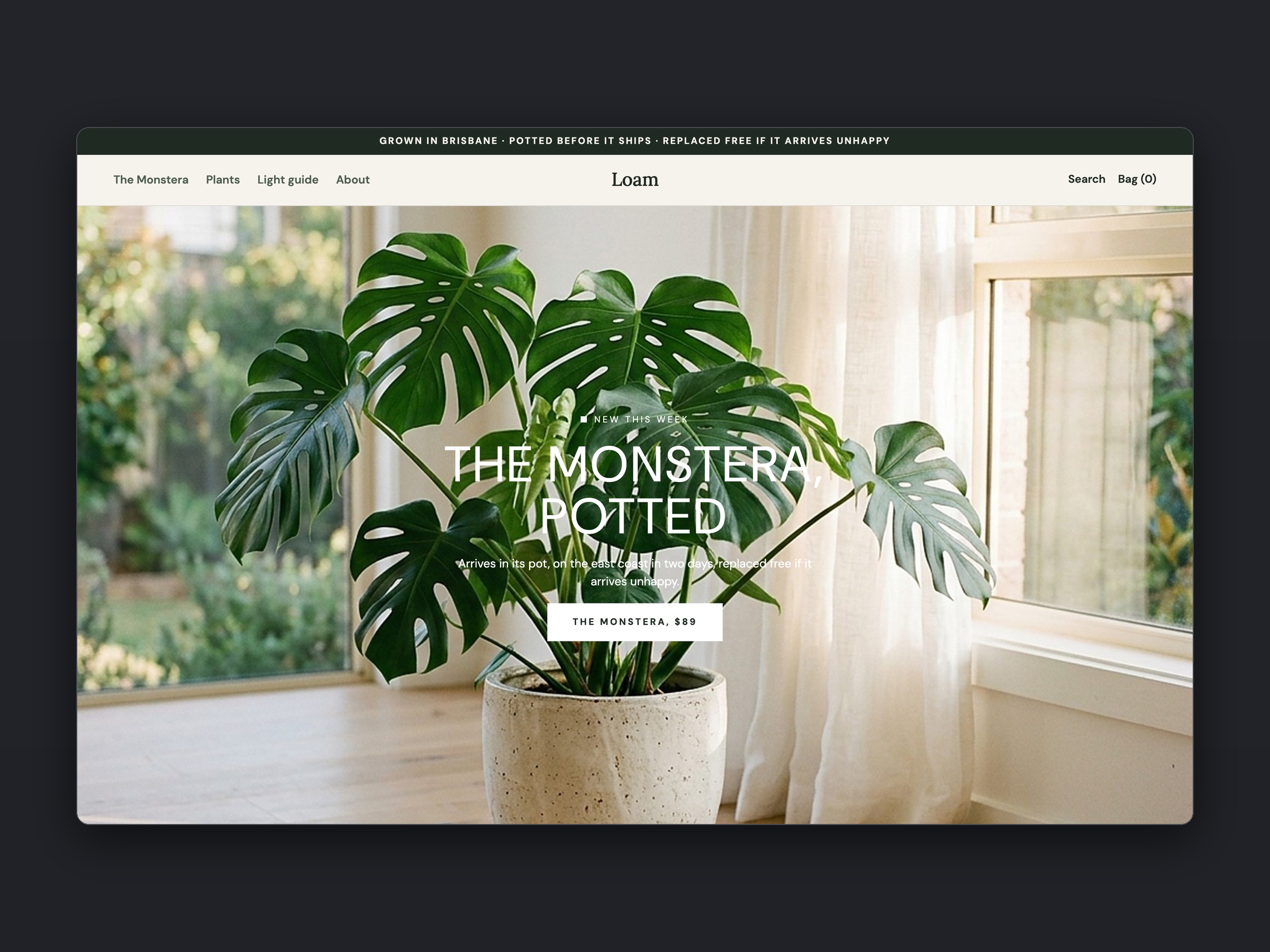Loam store, homepage
