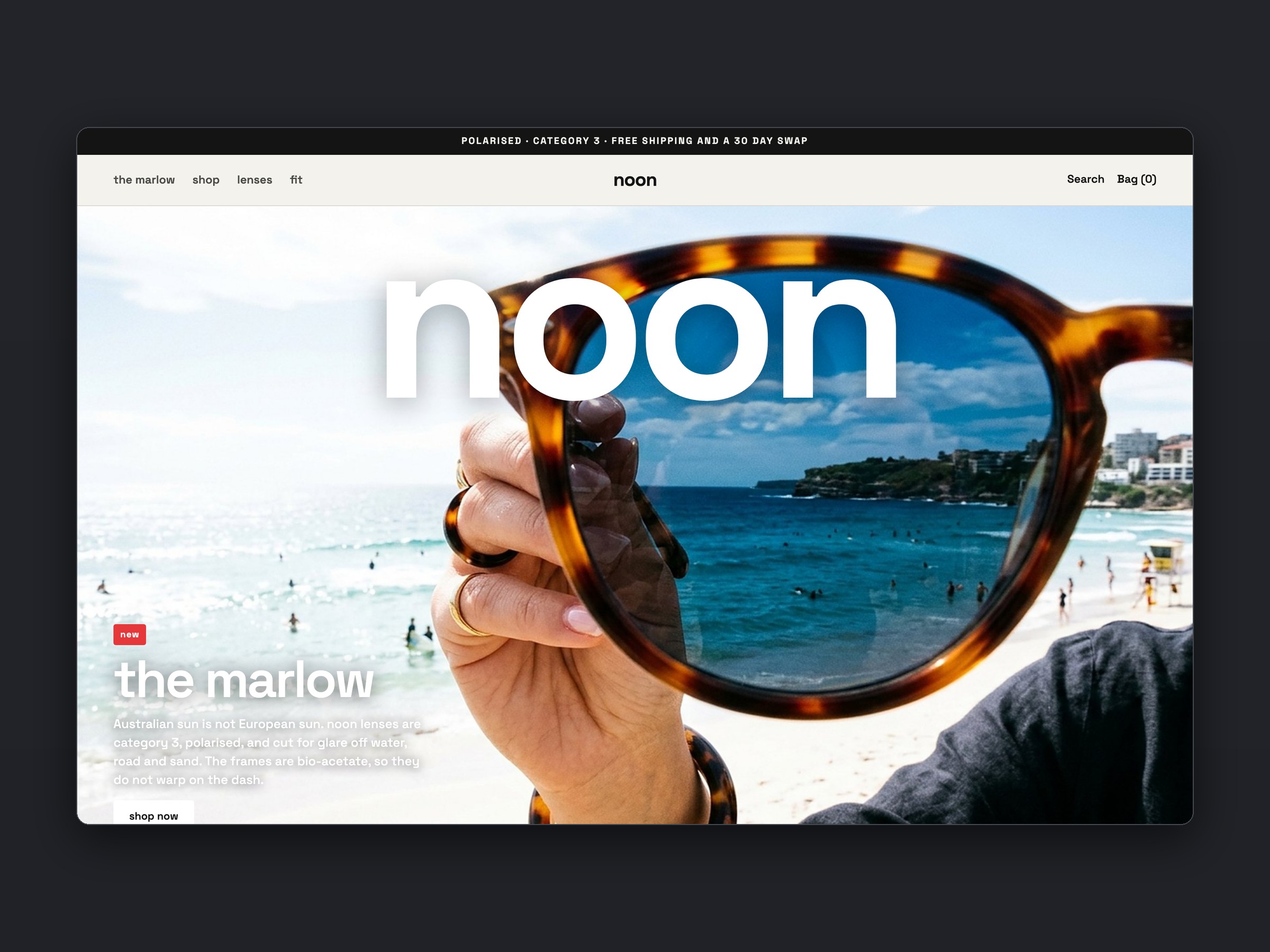 noon store, homepage