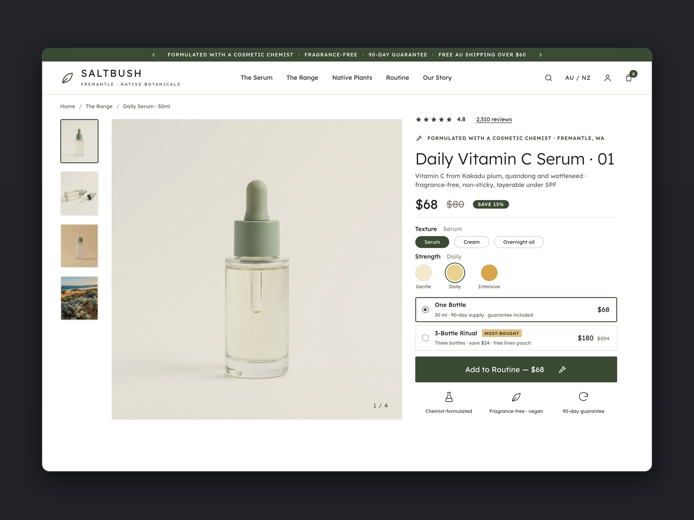 Saltbush store, product page