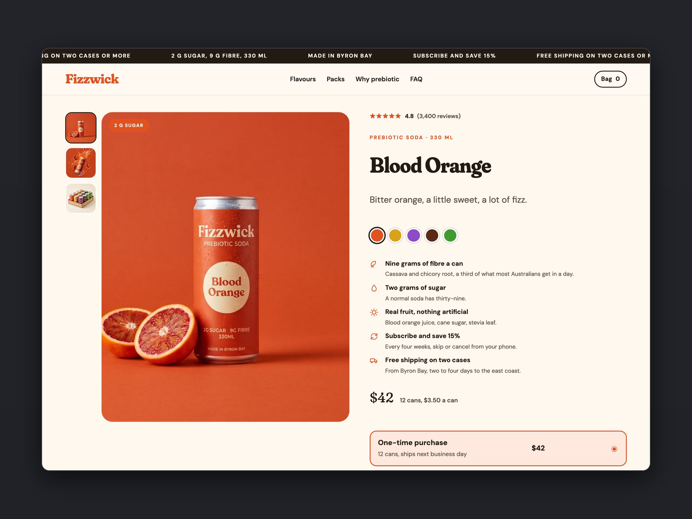 Fizzwick store, product page