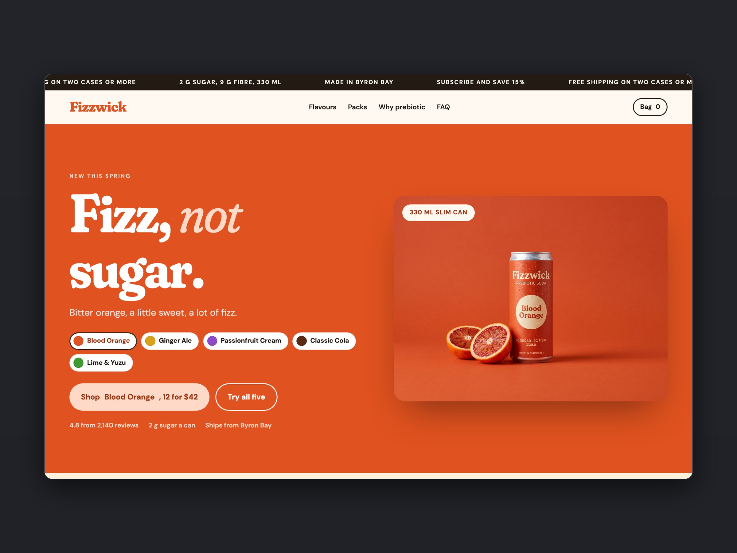 Fizzwick store, homepage