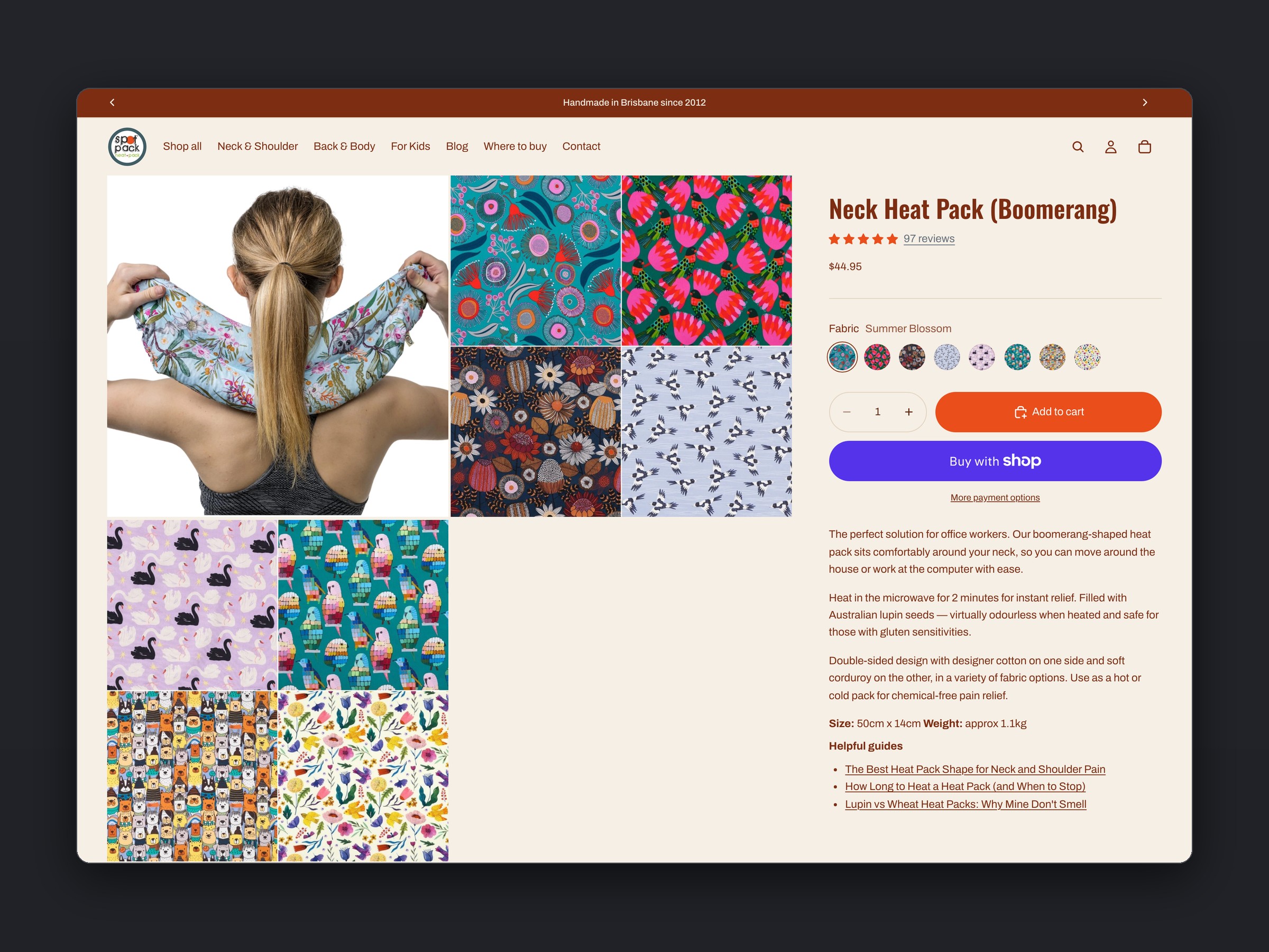 SpotPack store, product page