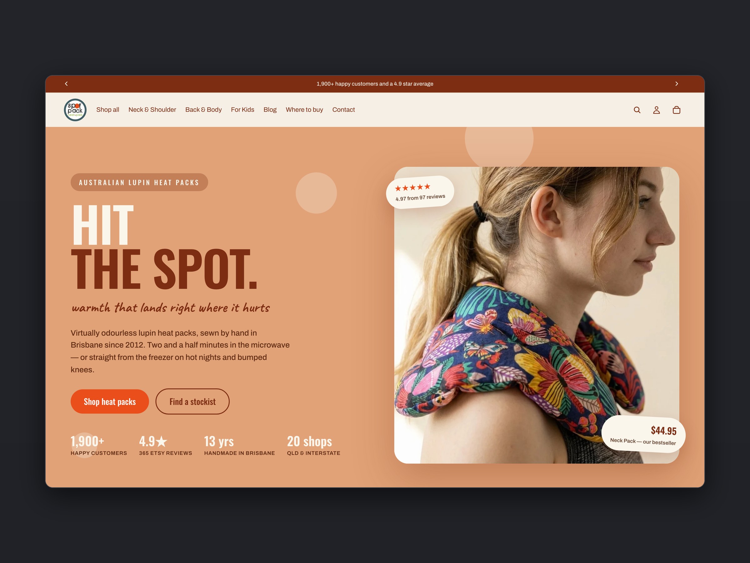 SpotPack store, homepage